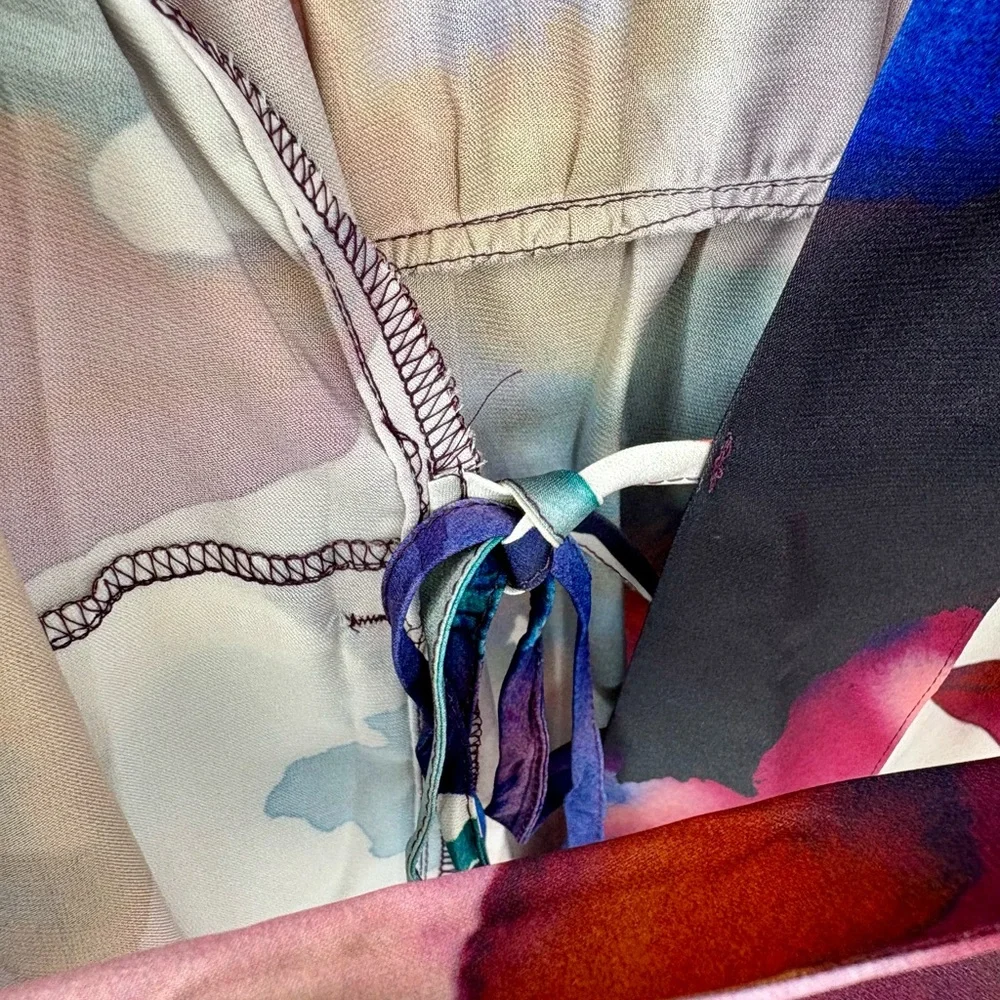 SOMA SATIN Watercolor Kimono Short Robe